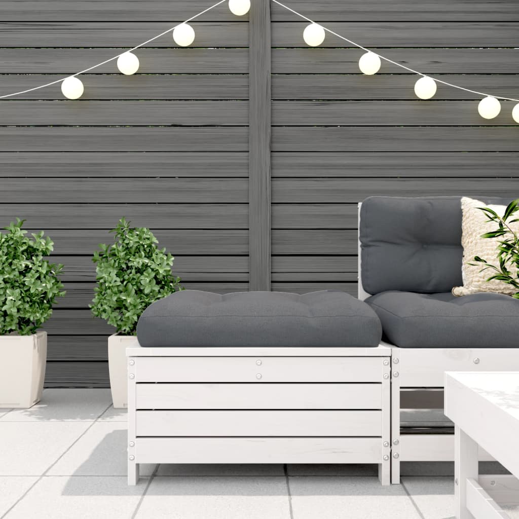 White Pine Garden Footstool with Cushion - Solid Wood Comfort