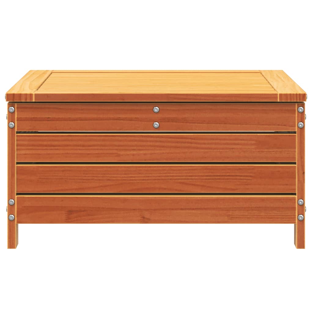 Wax Brown Pine Garden Footstool with Cushion - Solid Wood Design