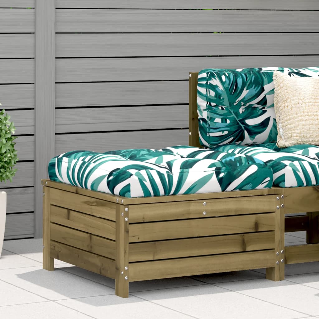 Pine Wood Garden Footstool with Cushion - Durable & Stylish