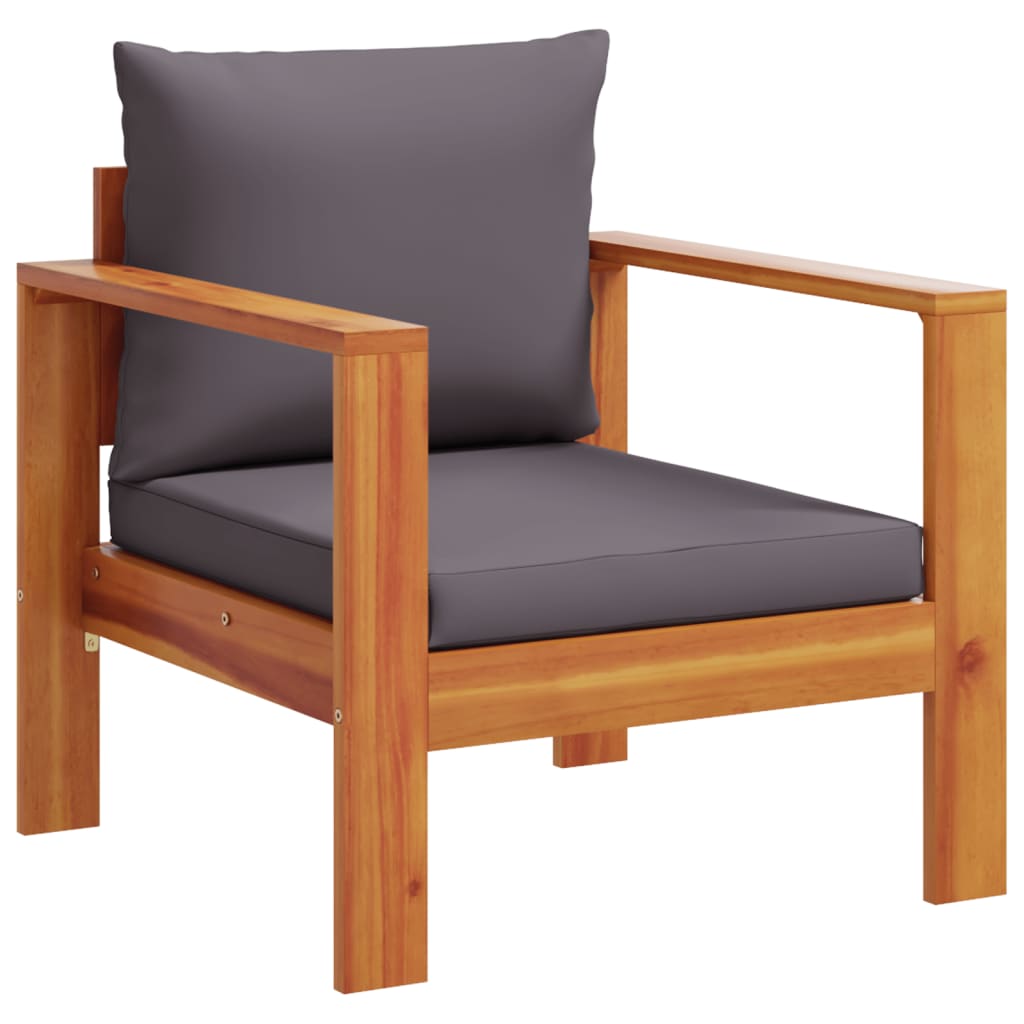 Solid Acacia Wood Garden Chair with Cushions - Natural Finish