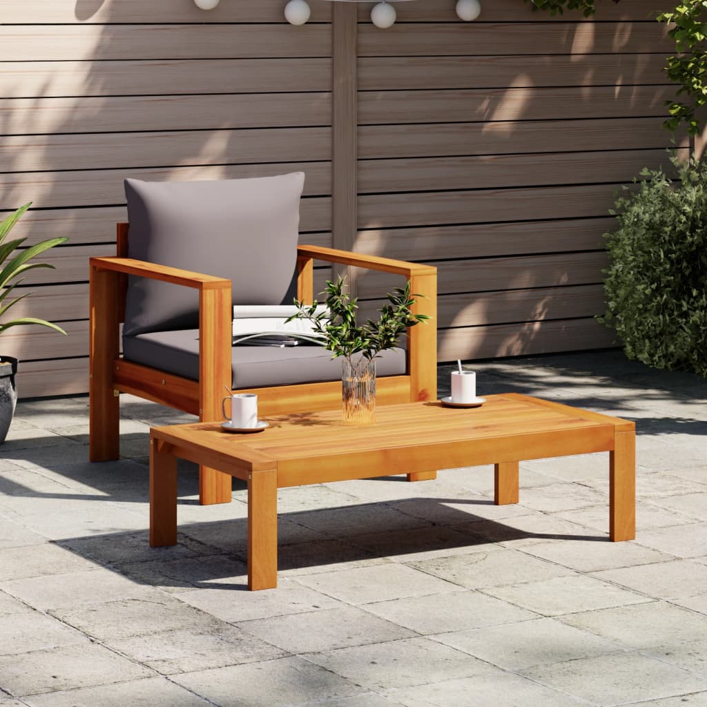 Solid Acacia Wood Garden Chair with Cushions - Natural Finish