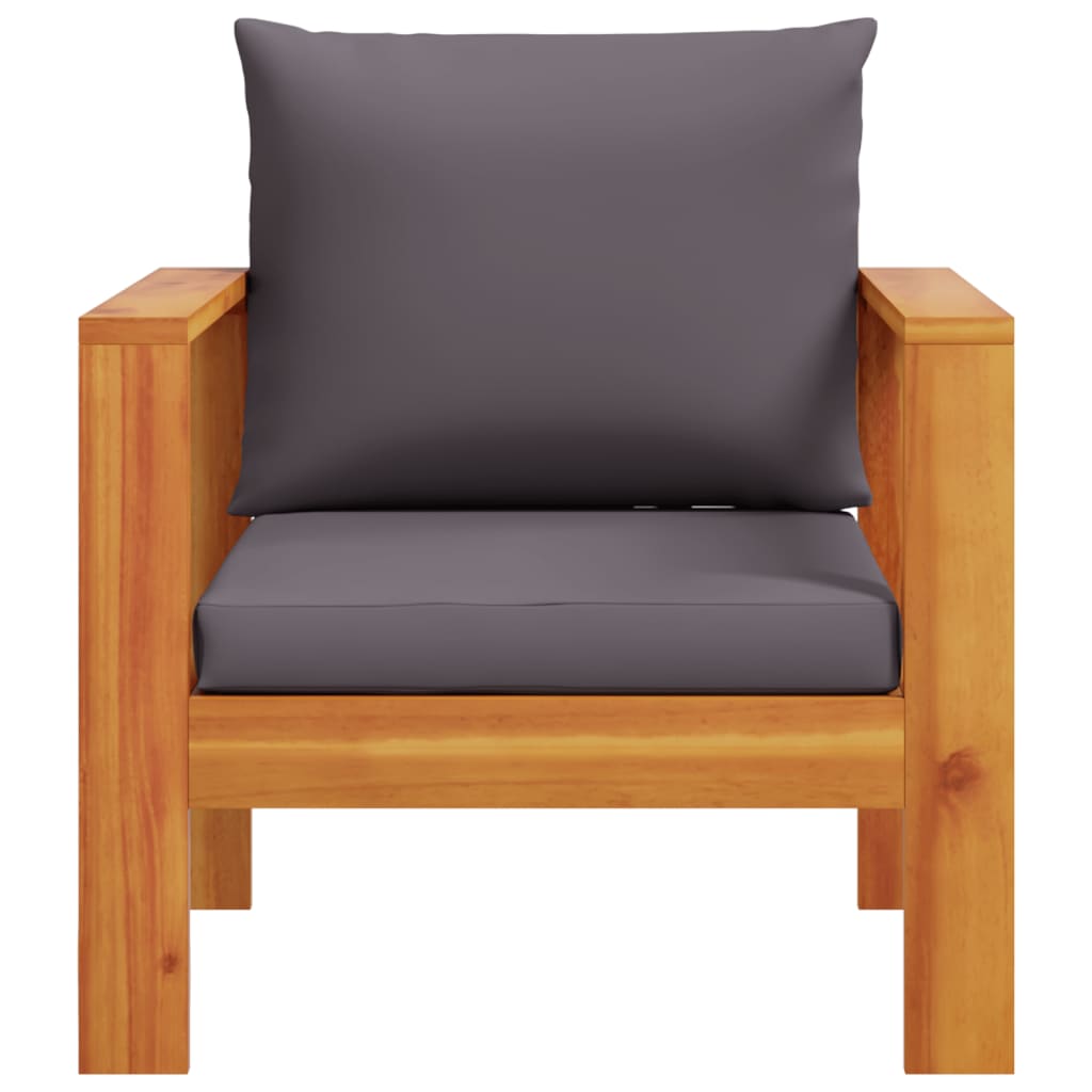Solid Acacia Wood Garden Chair with Cushions - Natural Finish