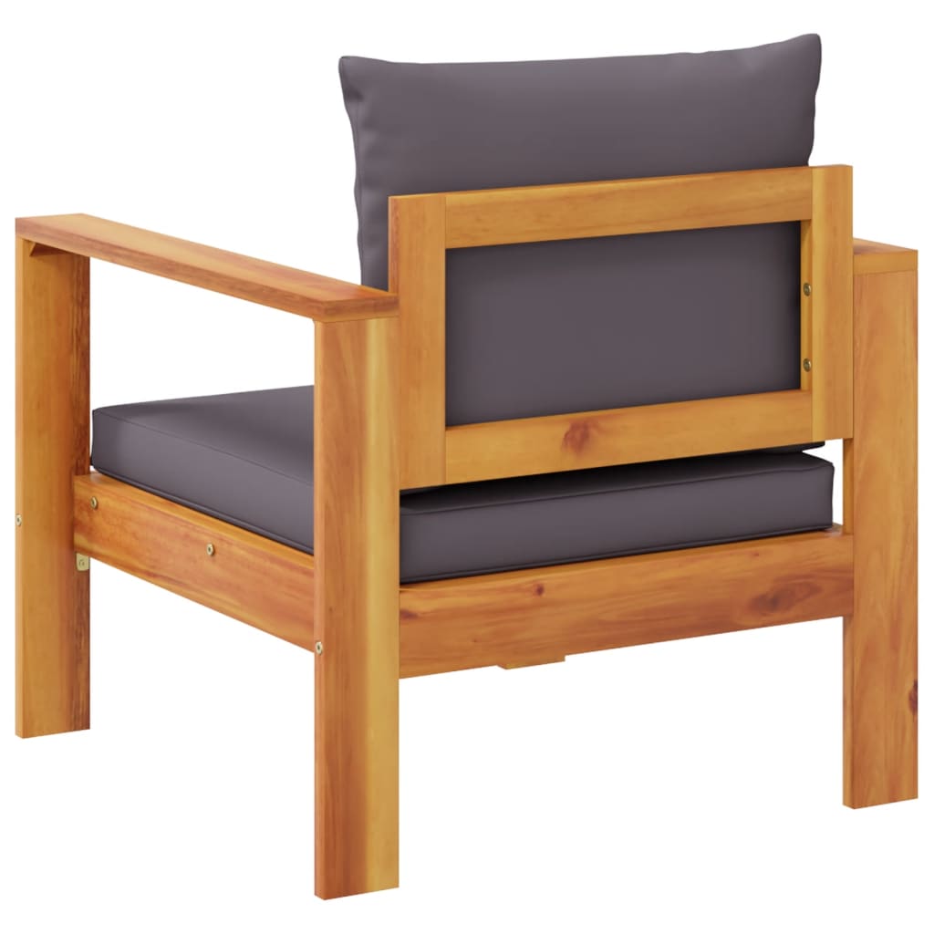 Solid Acacia Wood Garden Chair with Cushions - Natural Finish