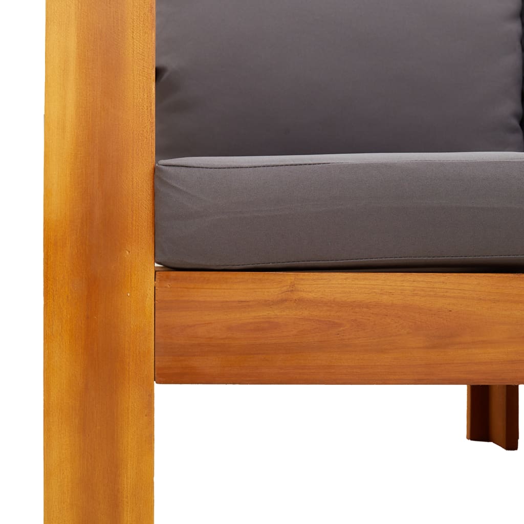 Solid Acacia Wood Garden Chair with Cushions - Natural Finish