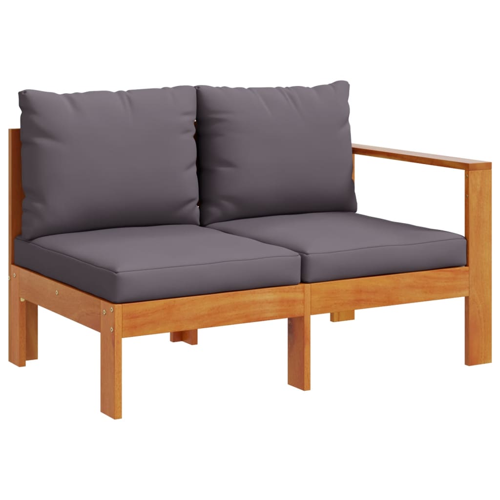Solid Wood Acacia 2-Seater Garden Sofa with 1 Armrest