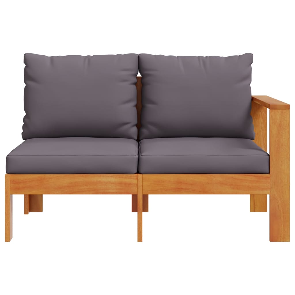 Solid Wood Acacia 2-Seater Garden Sofa with 1 Armrest