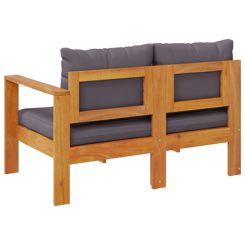 Solid Wood Acacia 2-Seater Garden Sofa with 1 Armrest