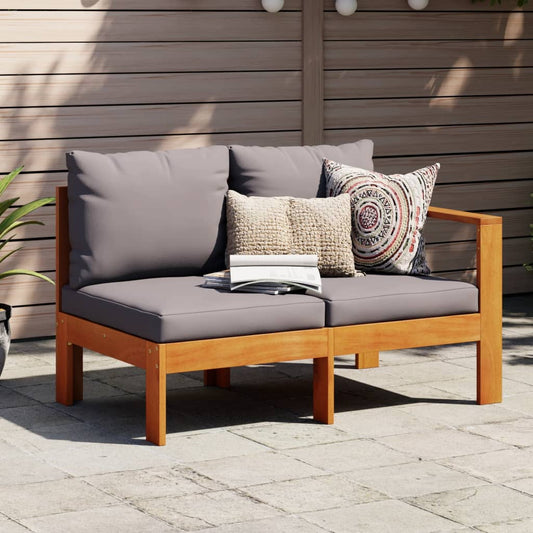 Solid Wood Acacia 2-Seater Garden Sofa with 1 Armrest