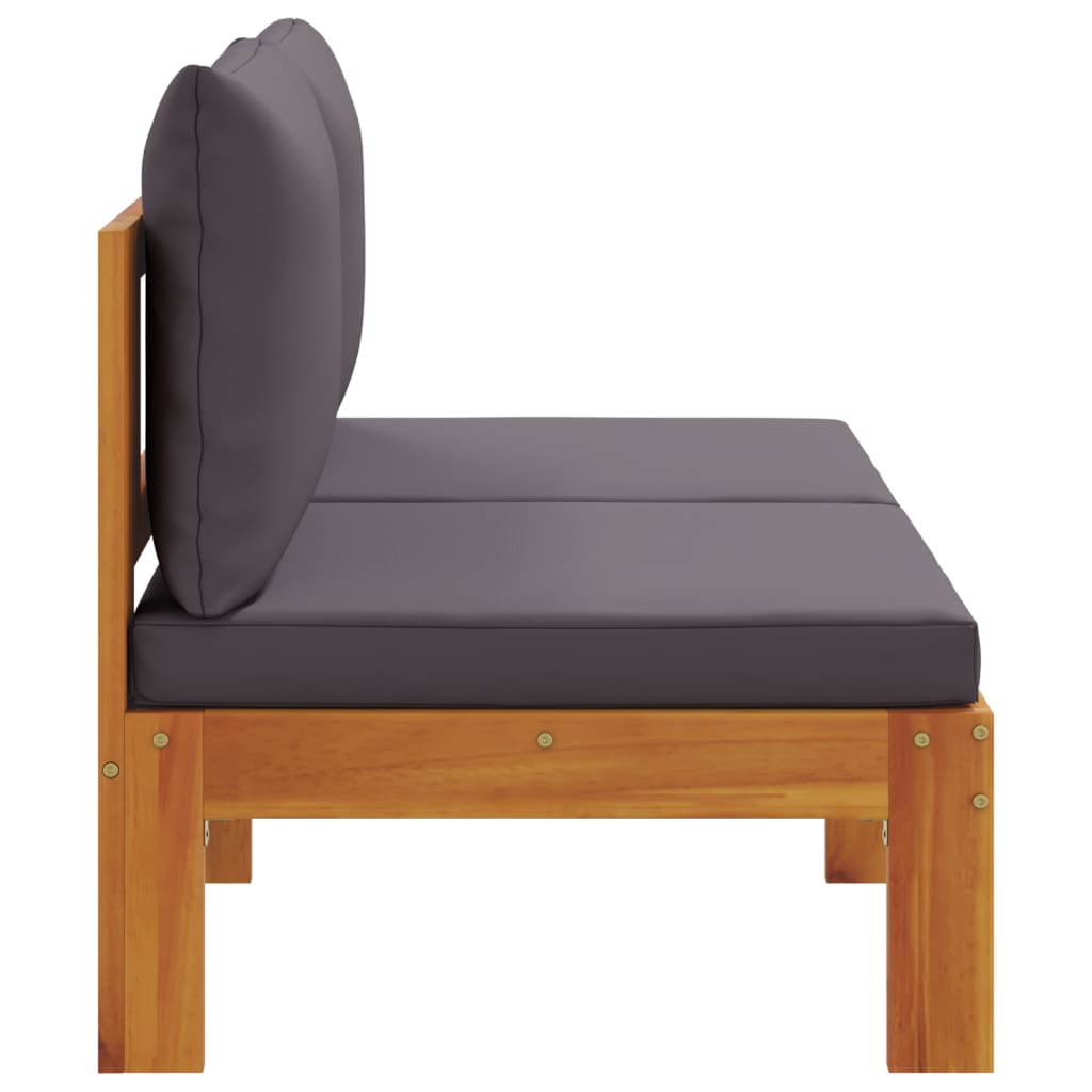 Outdoor Garden Sofa 2-Seater, Armless Solid Acacia Wood with Cushions