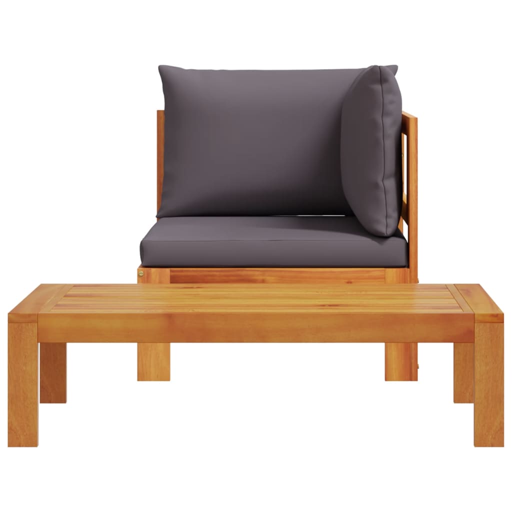 Stylish Acacia Wood 2 Piece Garden Sofa Set with Cushions