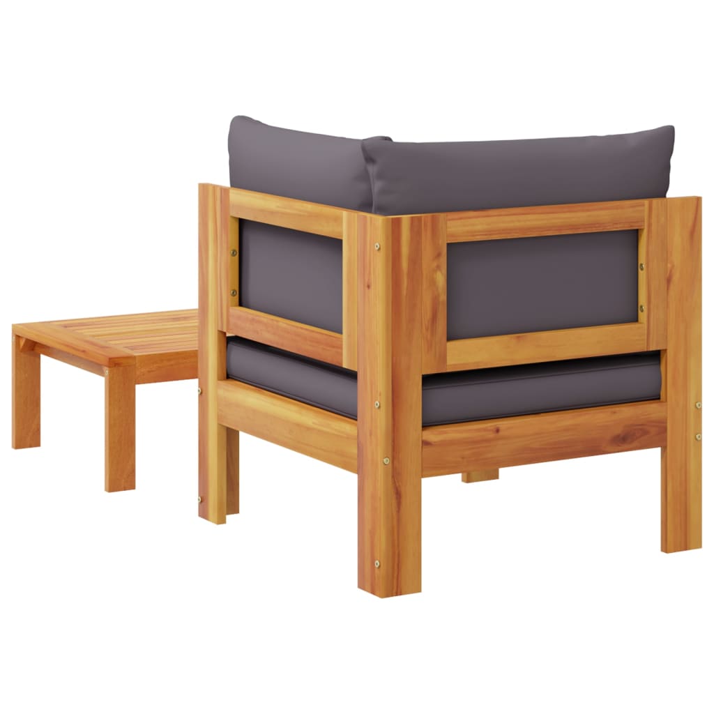 Stylish Acacia Wood 2 Piece Garden Sofa Set with Cushions