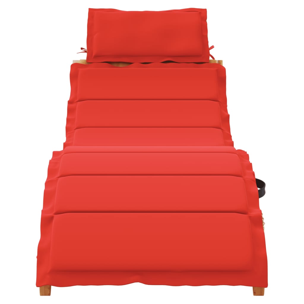 Red Acacia Wood Sun Lounger with Cushion - Stylish & Durable