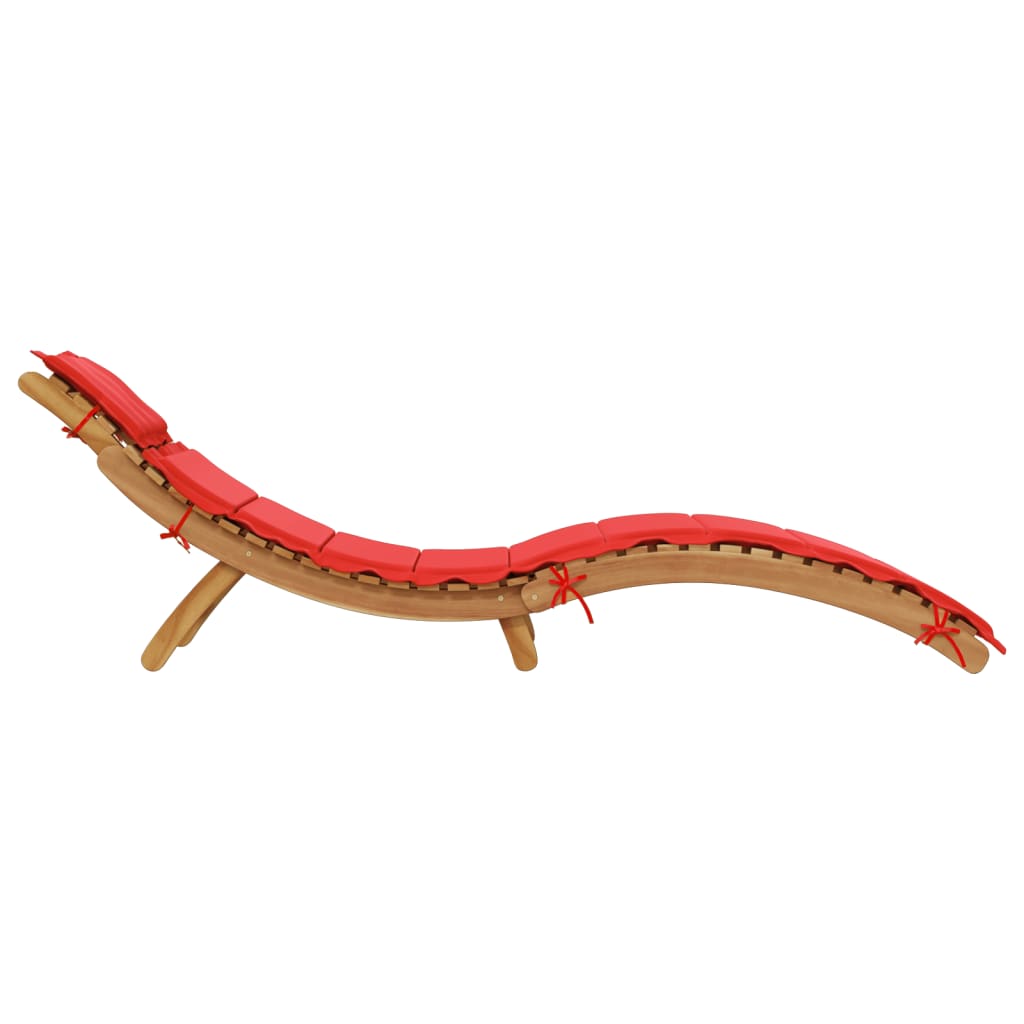 Red Acacia Wood Sun Lounger with Cushion - Stylish & Durable