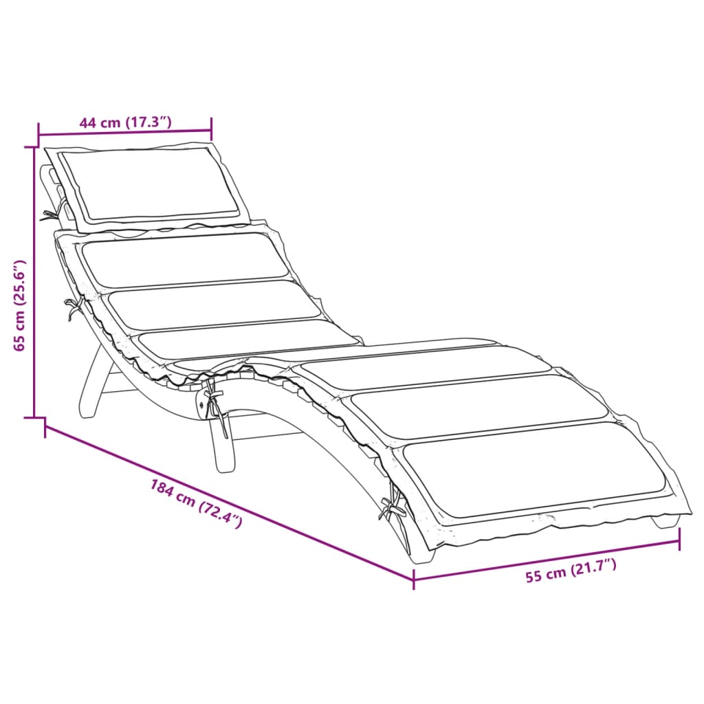 Red Acacia Wood Sun Lounger with Cushion - Stylish & Durable
