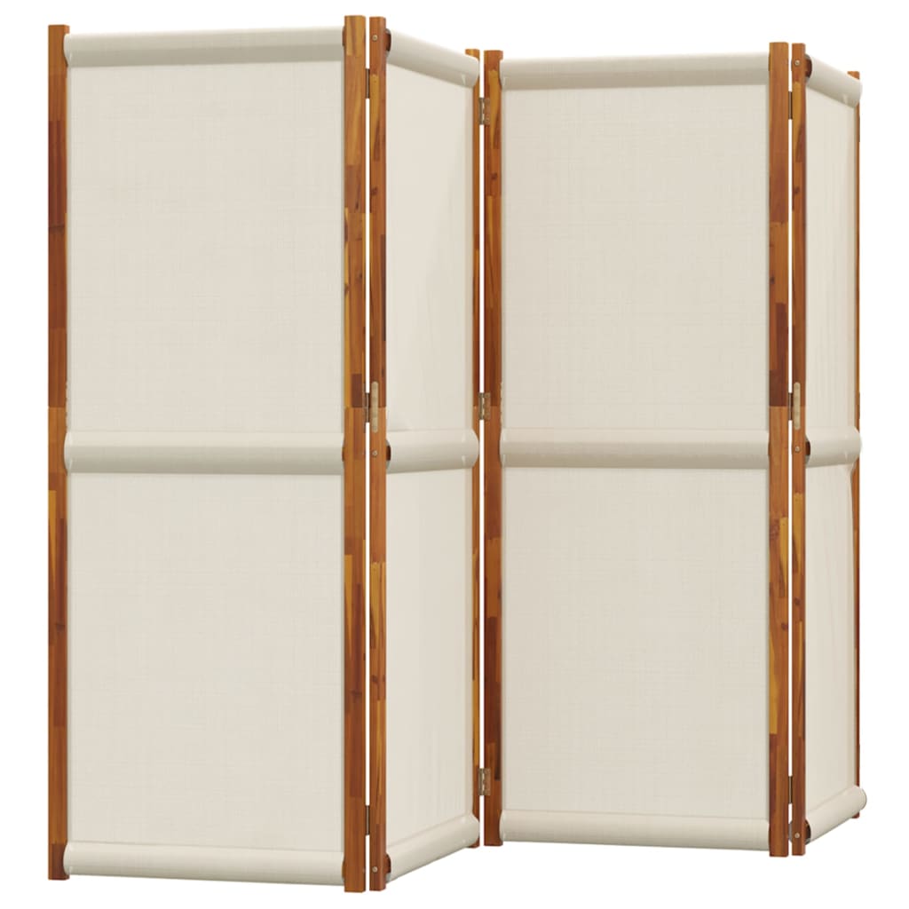 Elegant 4-Panel Room Divider, Light Grey Fabric, 280x180 cm