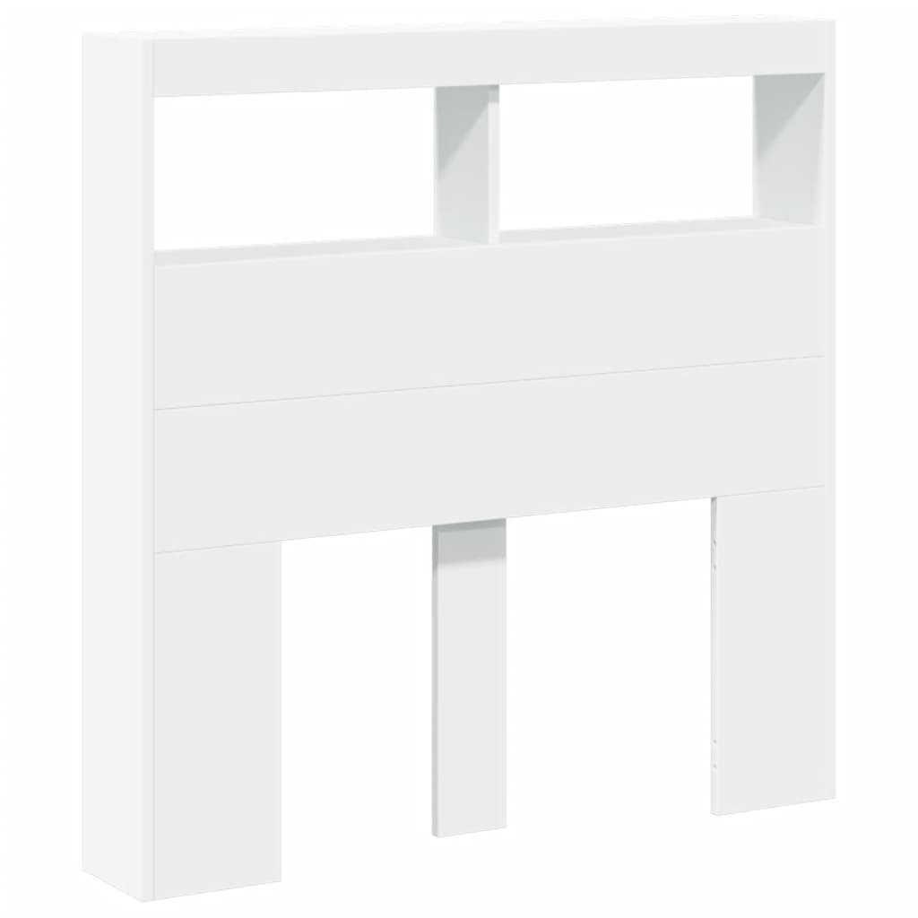 LED Headboard Cabinet White 100x17x102 cm - Sleek Storage Solution