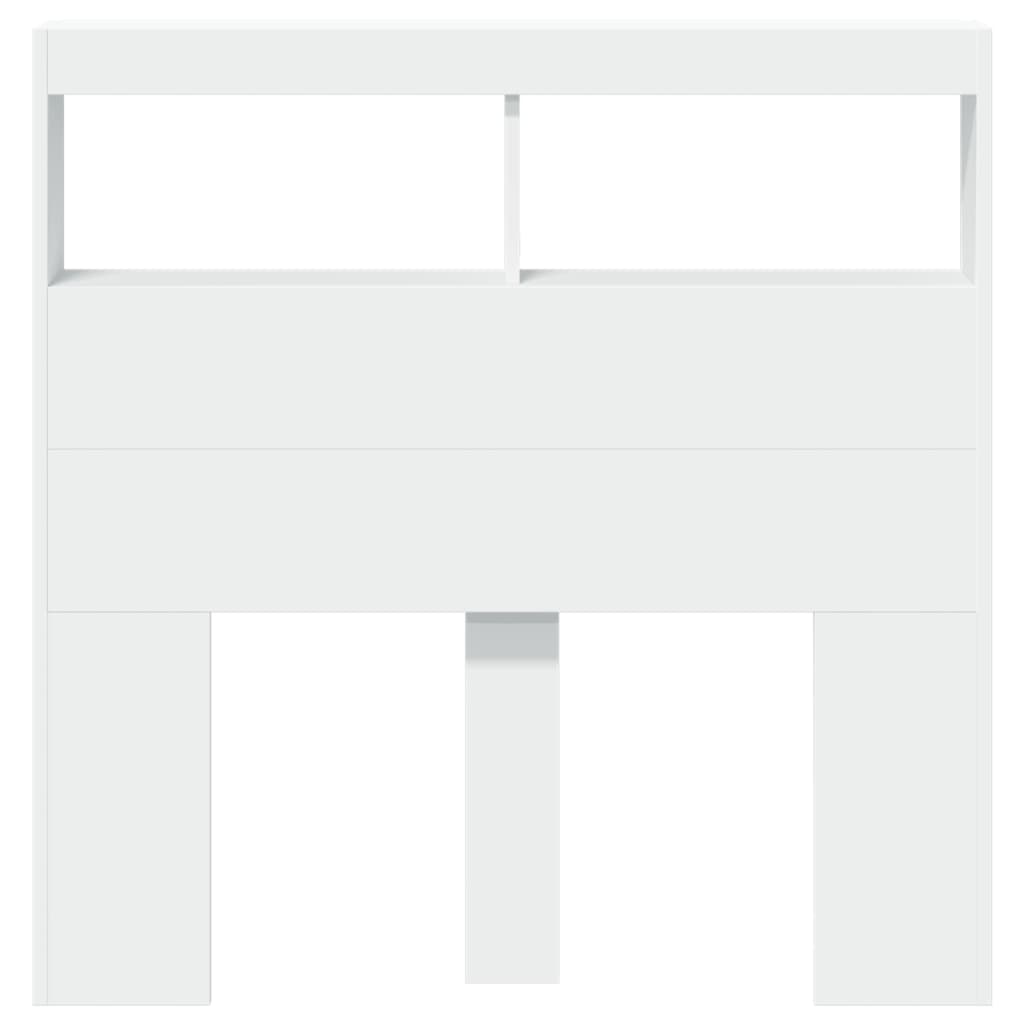 LED Headboard Cabinet White 100x17x102 cm - Sleek Storage Solution