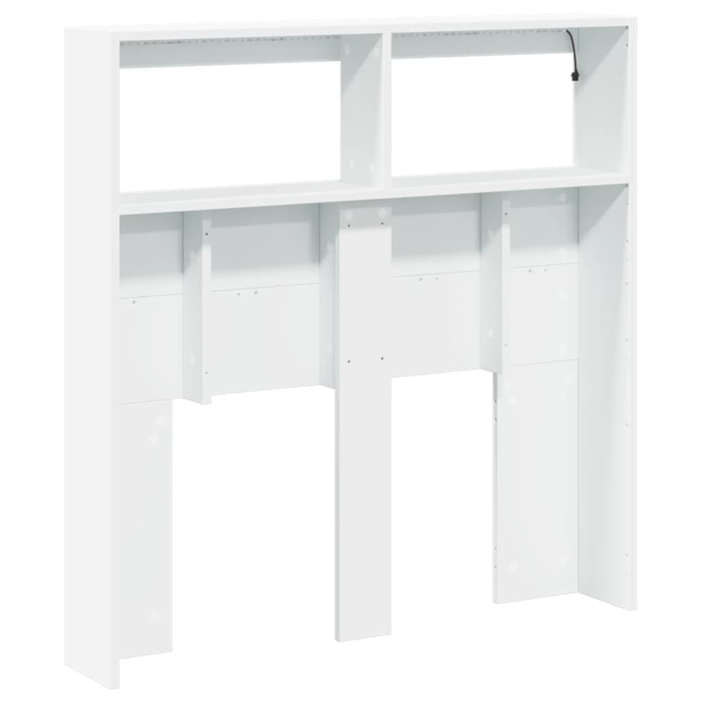LED Headboard Cabinet White 100x17x102 cm - Sleek Storage Solution