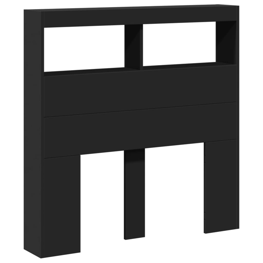 Sleek Black LED Headboard Cabinet 100x17x102 cm - Modern Design