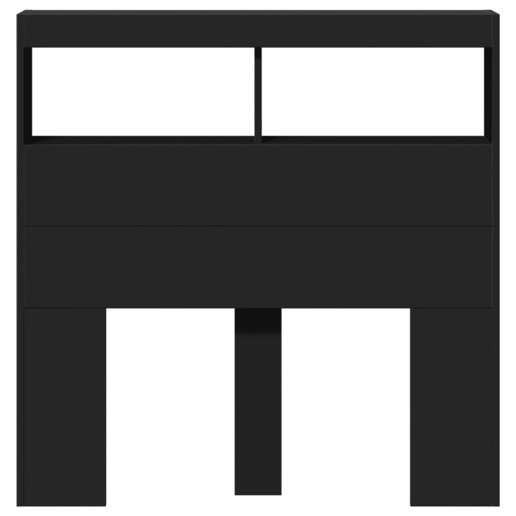 Sleek Black LED Headboard Cabinet 100x17x102 cm - Modern Design