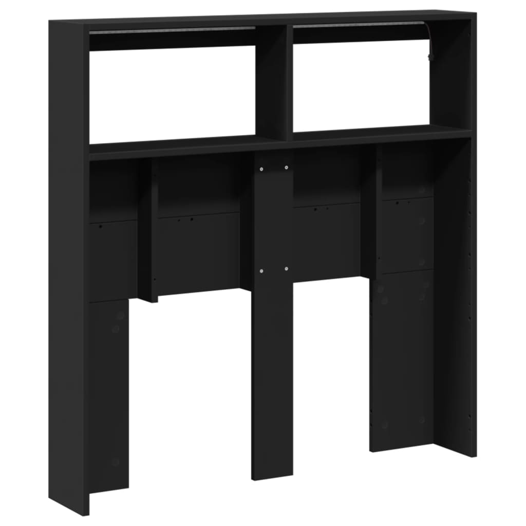 Sleek Black LED Headboard Cabinet 100x17x102 cm - Modern Design