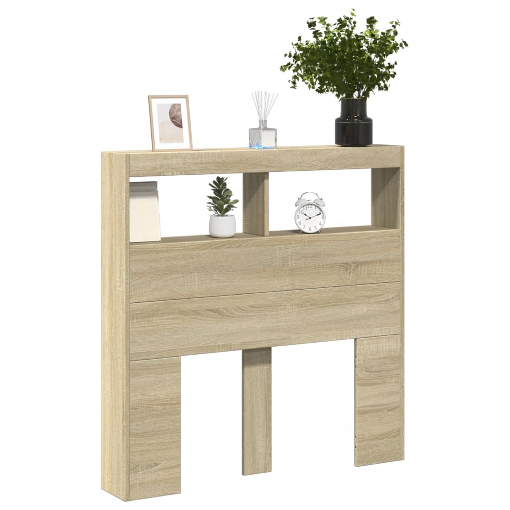 LED Headboard Cabinet, Sonoma Oak, 100x17x102 cm - Modern Style