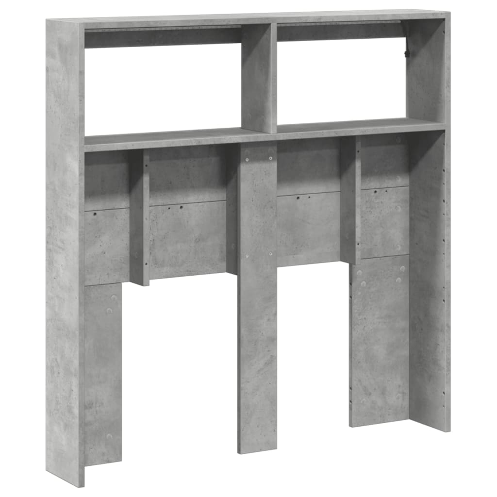 LED Headboard Cabinet, Concrete Grey, 100x17x102 cm - Modern Design