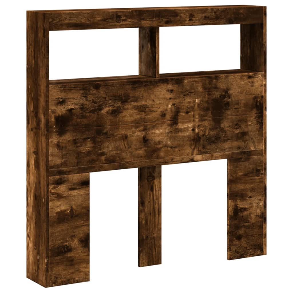 LED Smoked Oak Headboard Cabinet - 100x17x102 cm, Stylish Storage