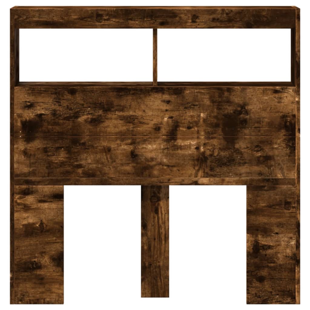LED Smoked Oak Headboard Cabinet - 100x17x102 cm, Stylish Storage