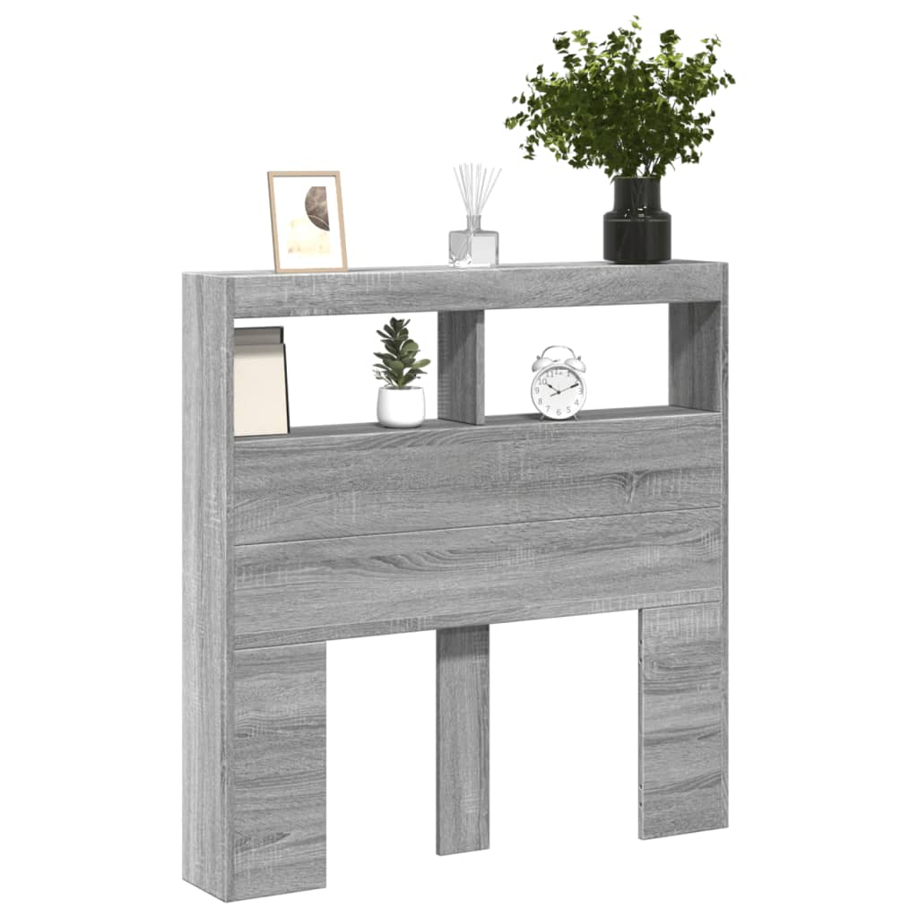 LED Headboard Cabinet in Grey Sonoma, 100x17x102 cm