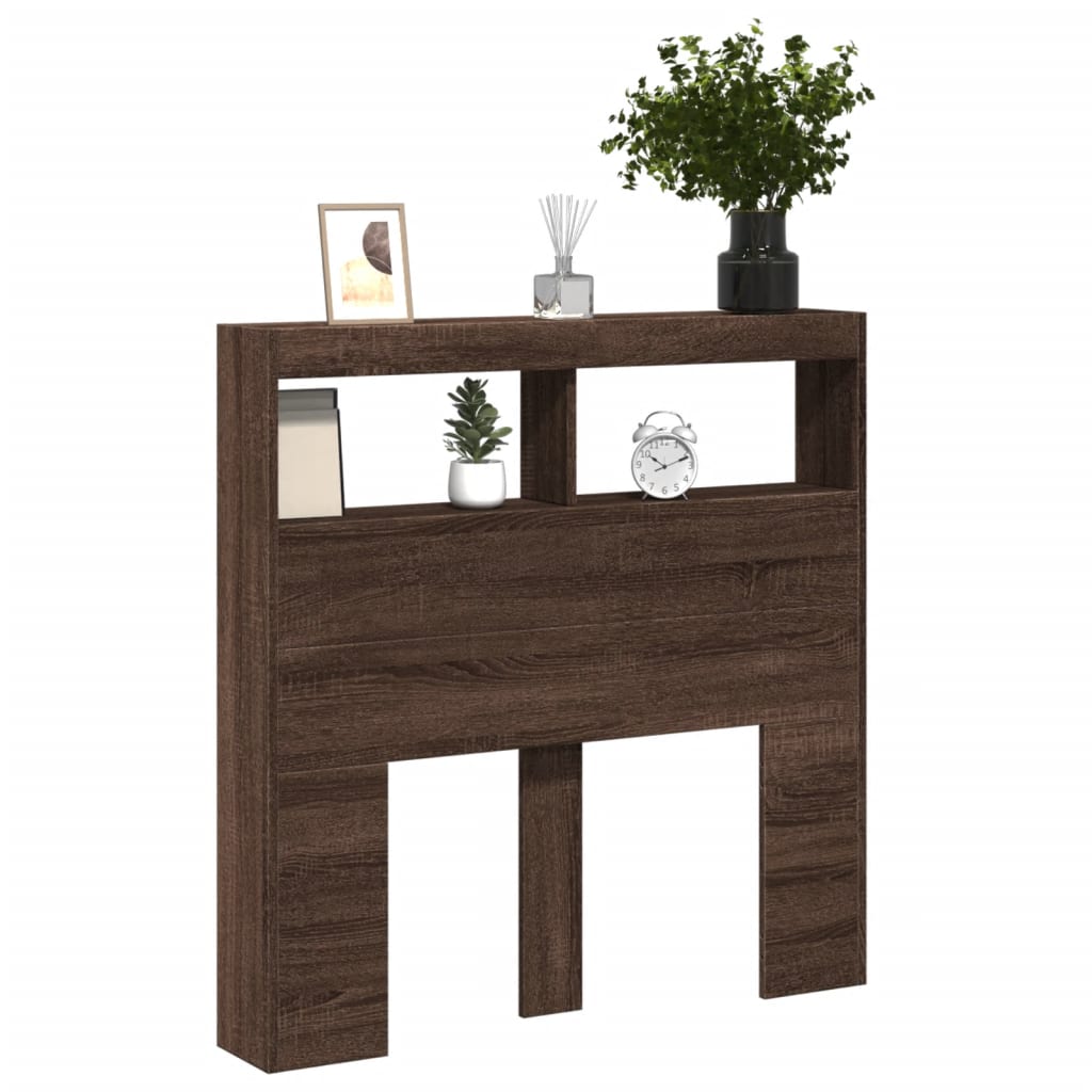 LED Headboard Cabinet, Brown Oak, 100x17x102 cm - Stylish & Functional