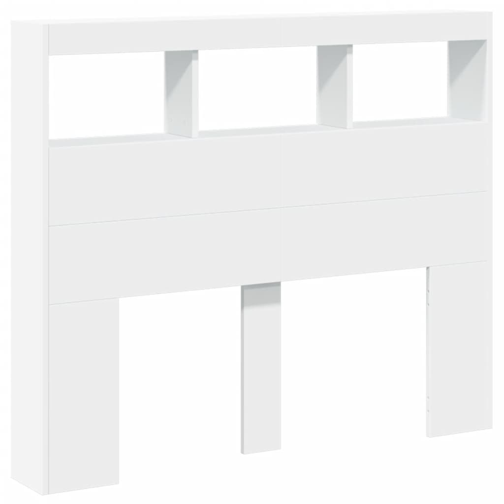 LED White Headboard Cabinet, Wood, 120x17x102 cm