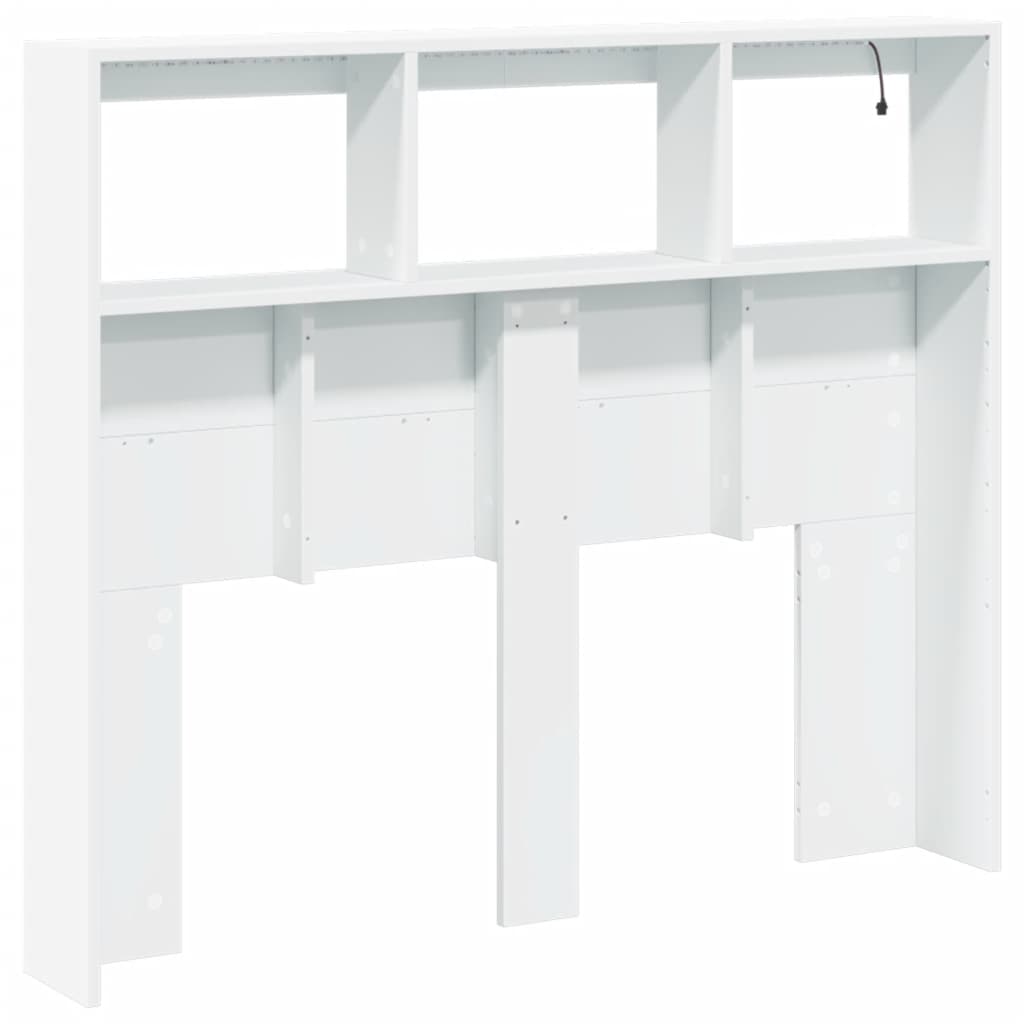 LED White Headboard Cabinet, Wood, 120x17x102 cm