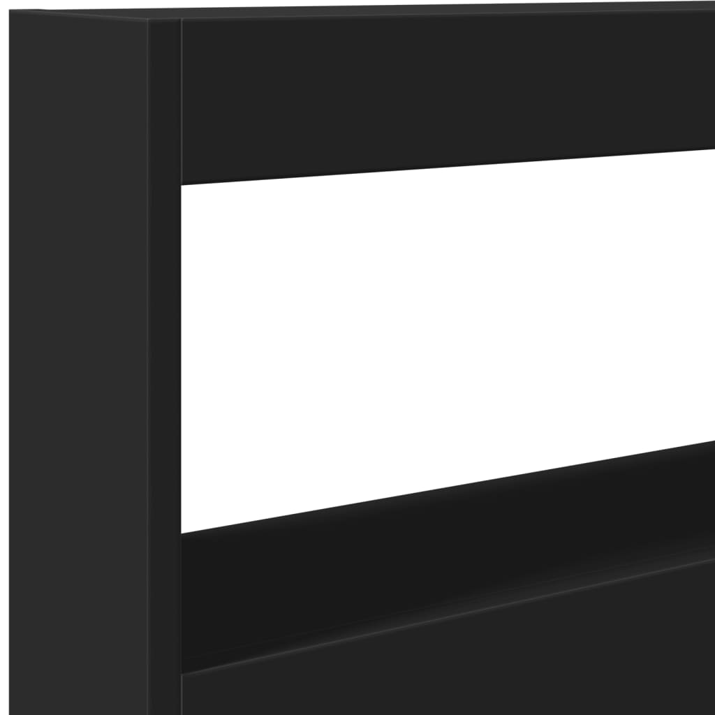 Contemporary Black LED Headboard Cabinet, 120x17x102 cm - Stylish Storage