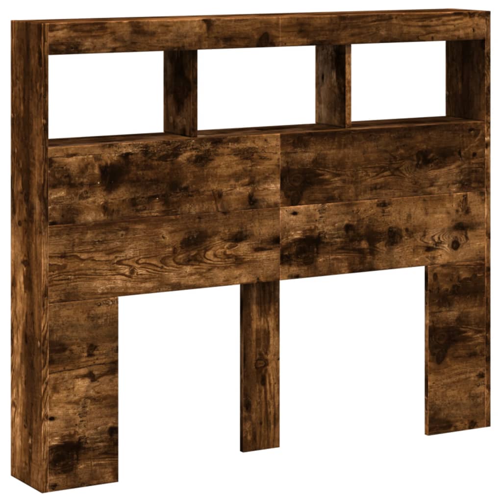 LED Headboard Cabinet, Smoked Oak, 120x17x102 cm