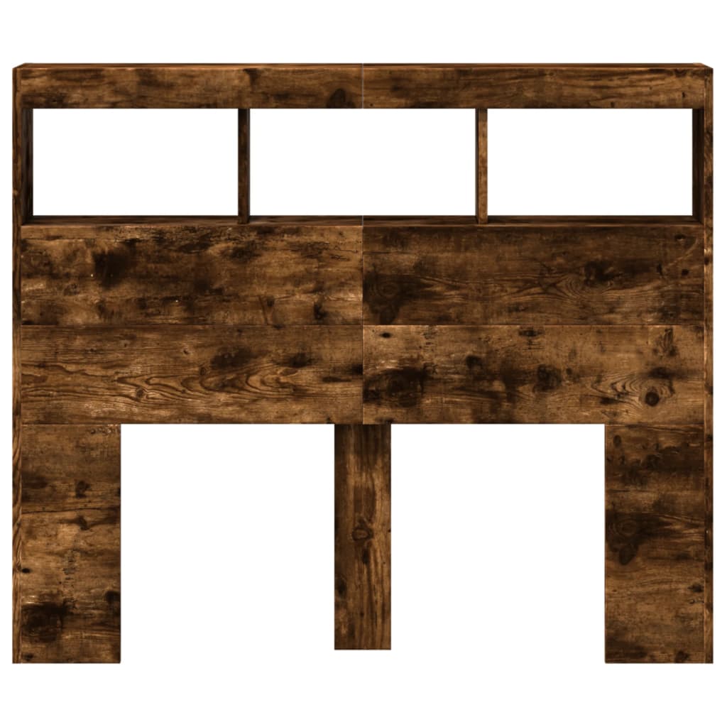 LED Headboard Cabinet, Smoked Oak, 120x17x102 cm