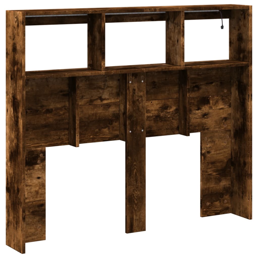 LED Headboard Cabinet, Smoked Oak, 120x17x102 cm