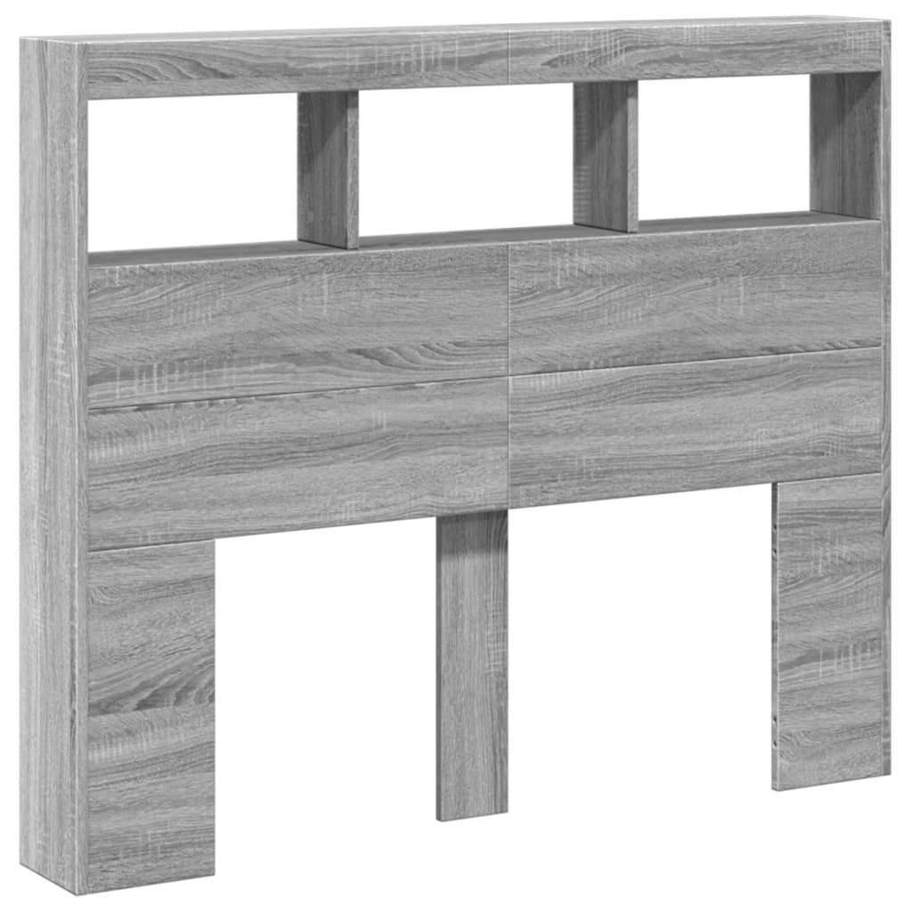 LED Grey Sonoma Headboard Cabinet - 120x17x102 cm, Stylish Storage