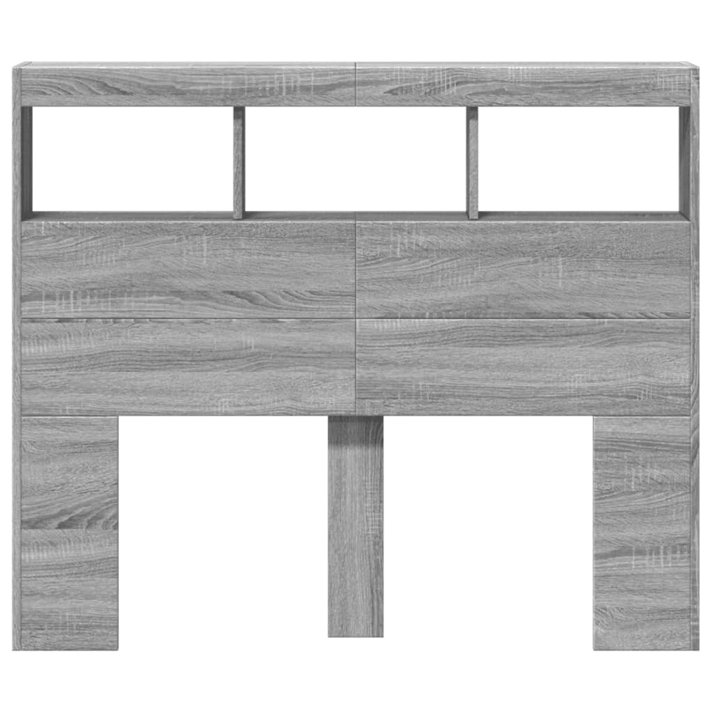 LED Grey Sonoma Headboard Cabinet - 120x17x102 cm, Stylish Storage