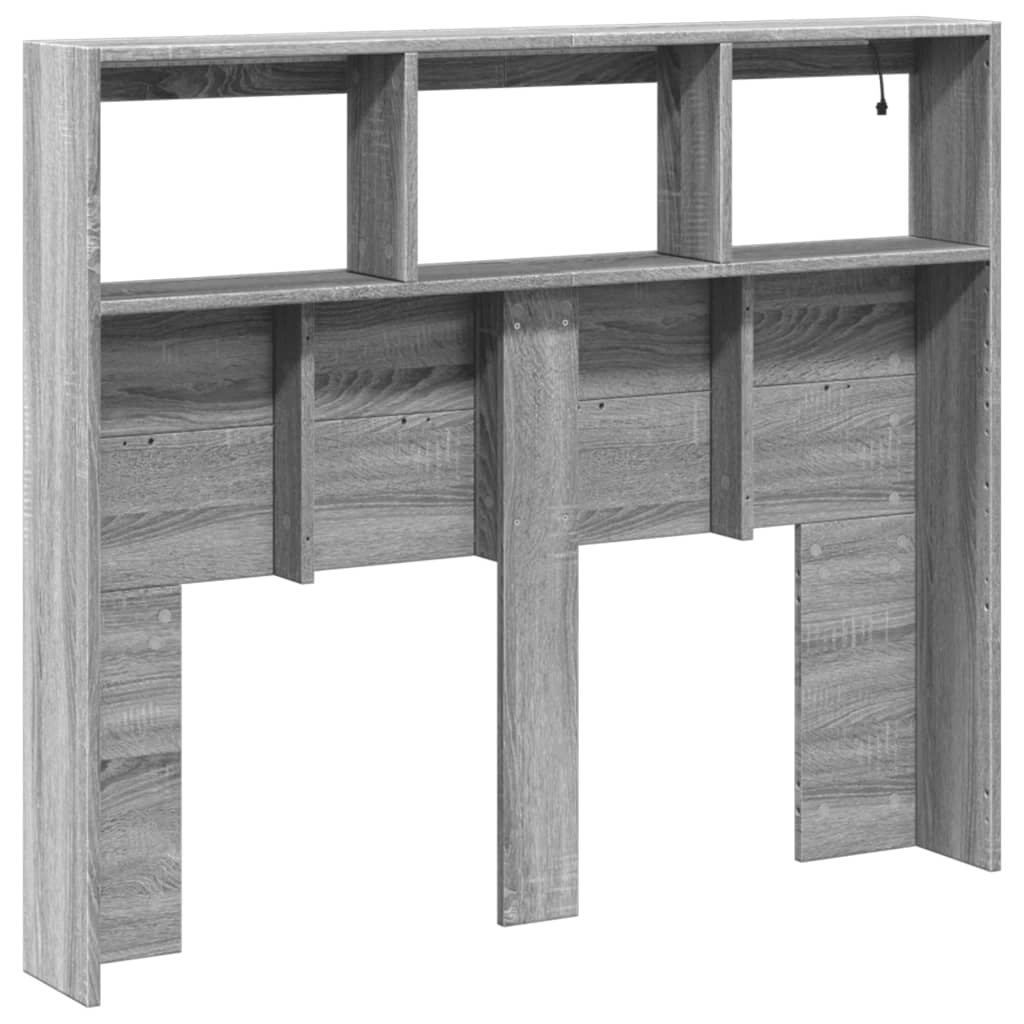LED Grey Sonoma Headboard Cabinet - 120x17x102 cm, Stylish Storage