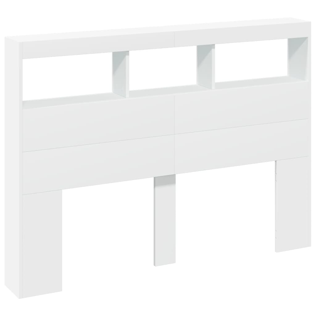 White LED Headboard Cabinet, 140x17x102 cm - Sleek & Modern Design