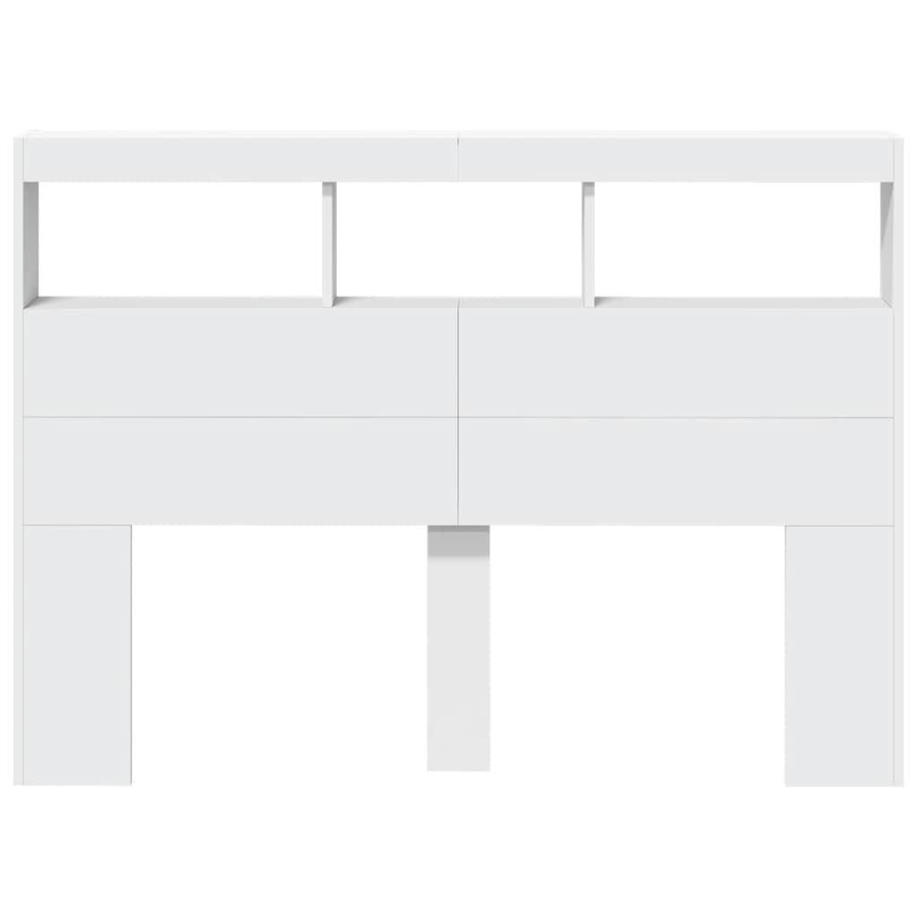 White LED Headboard Cabinet, 140x17x102 cm - Sleek & Modern Design