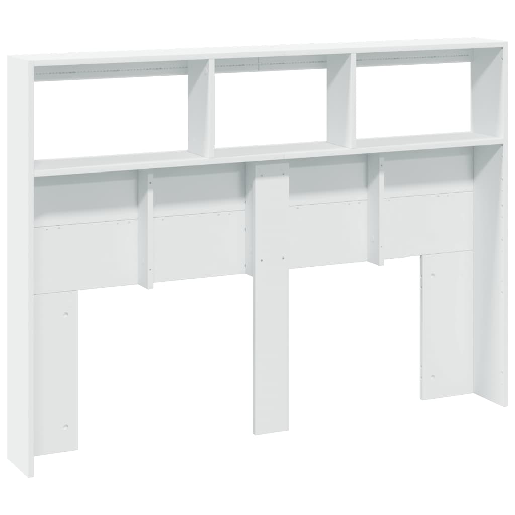 White LED Headboard Cabinet, 140x17x102 cm - Sleek & Modern Design