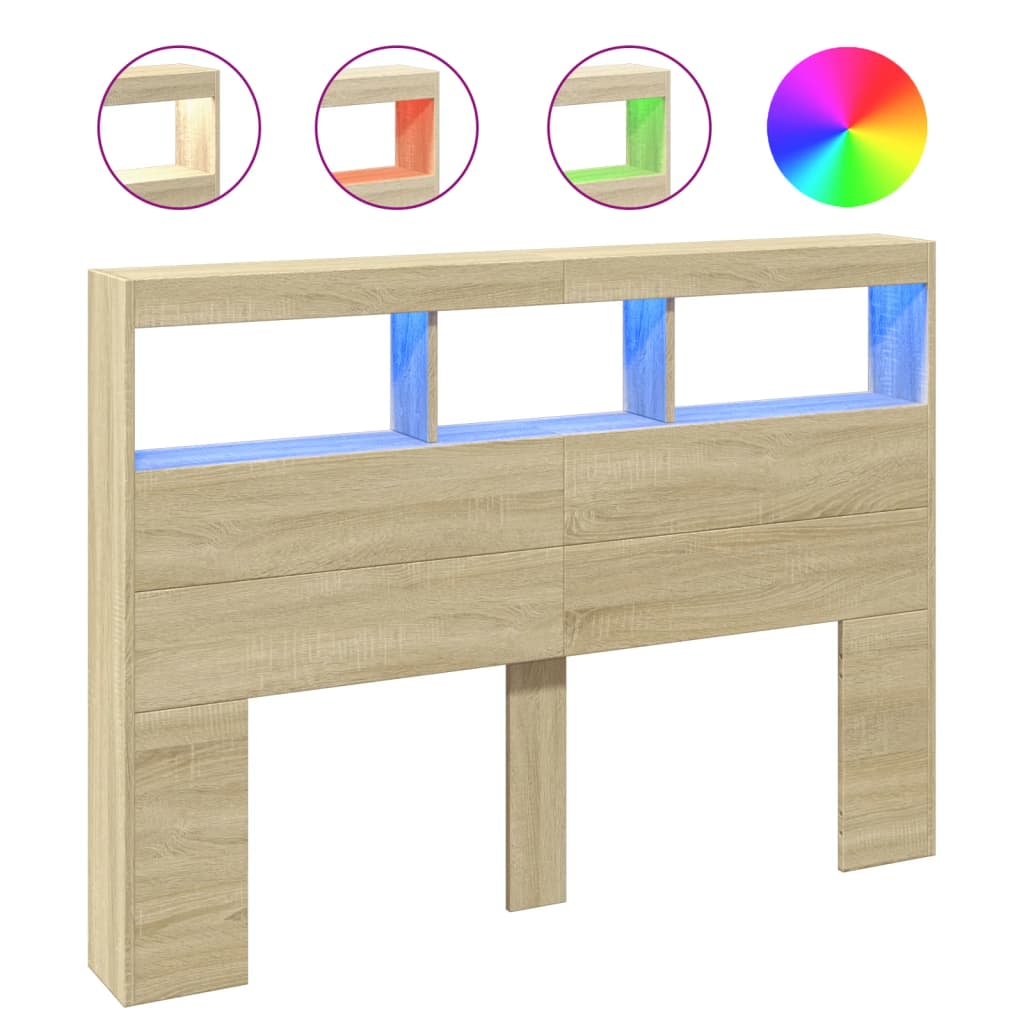 Sonoma Oak LED Headboard Cabinet 140x17x102 cm - Stylish Storage