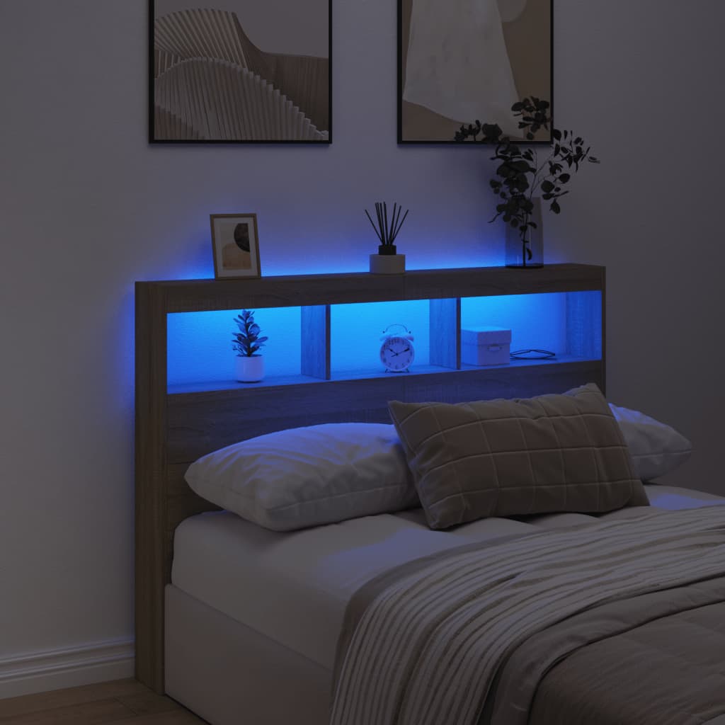 Sonoma Oak LED Headboard Cabinet 140x17x102 cm - Stylish Storage