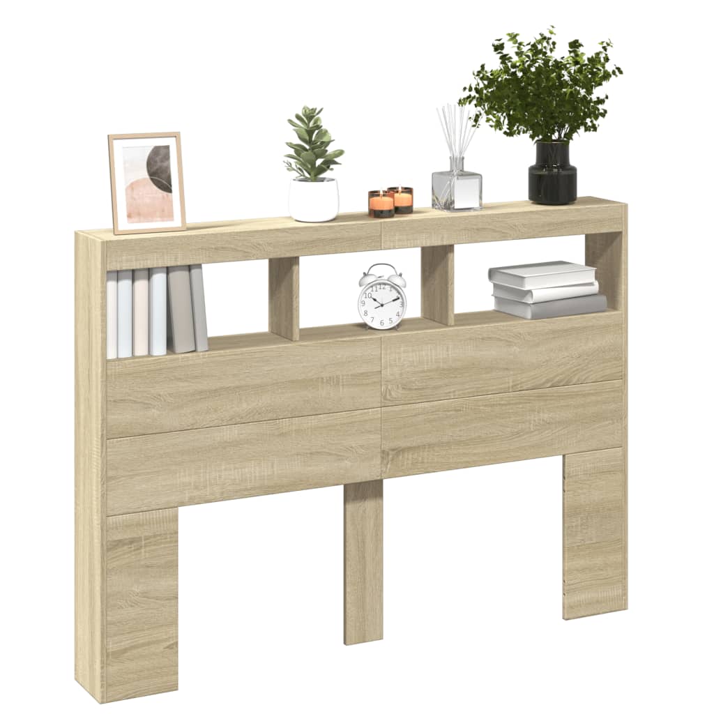 Sonoma Oak LED Headboard Cabinet 140x17x102 cm - Stylish Storage