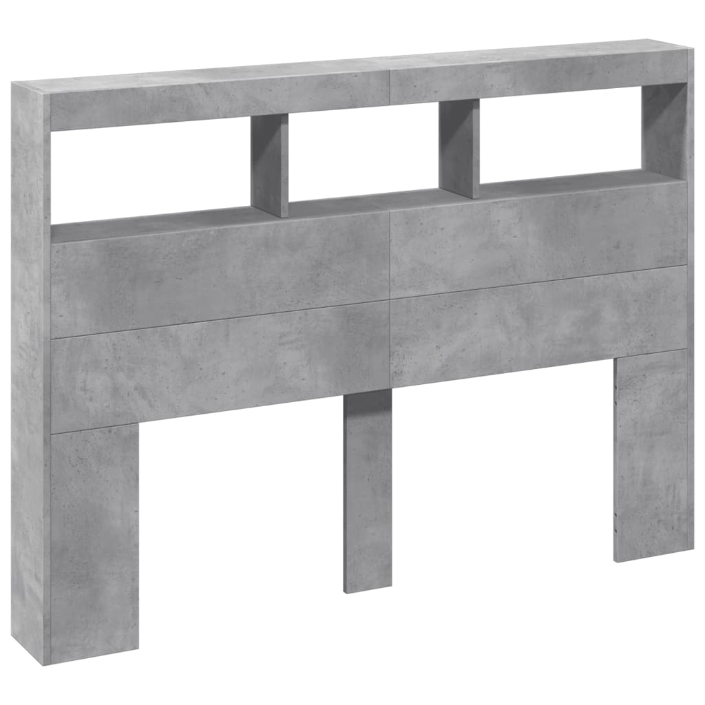 LED Concrete Grey Headboard Cabinet, 140x17x102 cm