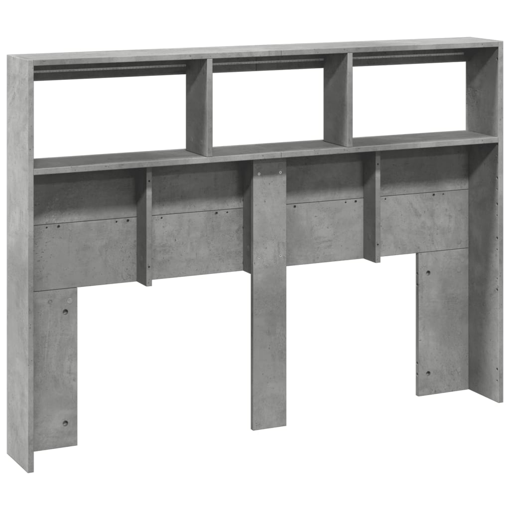 LED Concrete Grey Headboard Cabinet, 140x17x102 cm