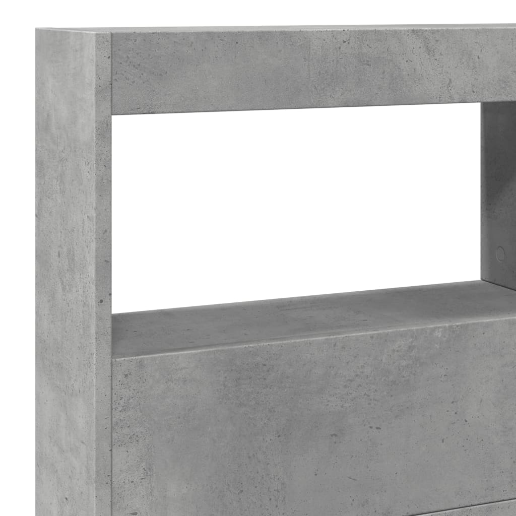 LED Concrete Grey Headboard Cabinet, 140x17x102 cm