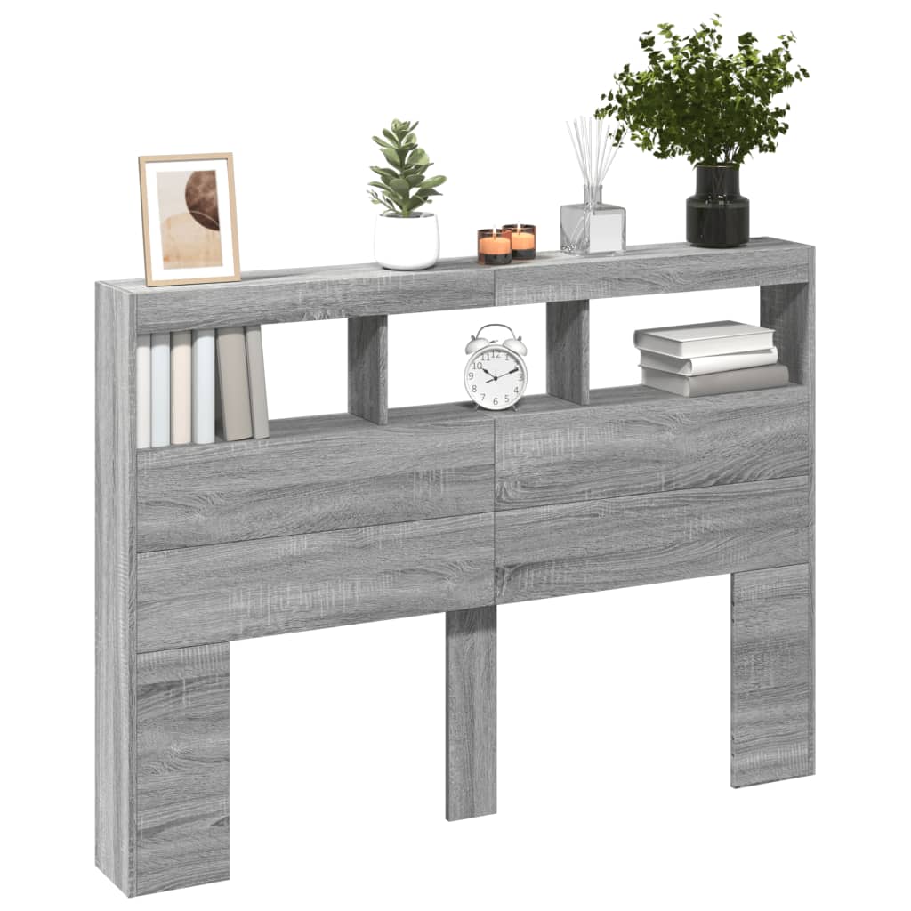 Grey Sonoma LED Headboard Cabinet - 140x17x102 cm